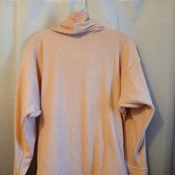 NEW Lightweight Terry Cowl neck Sweater Top womens M Pink stretch knit Long slv - Picture 6 of 8